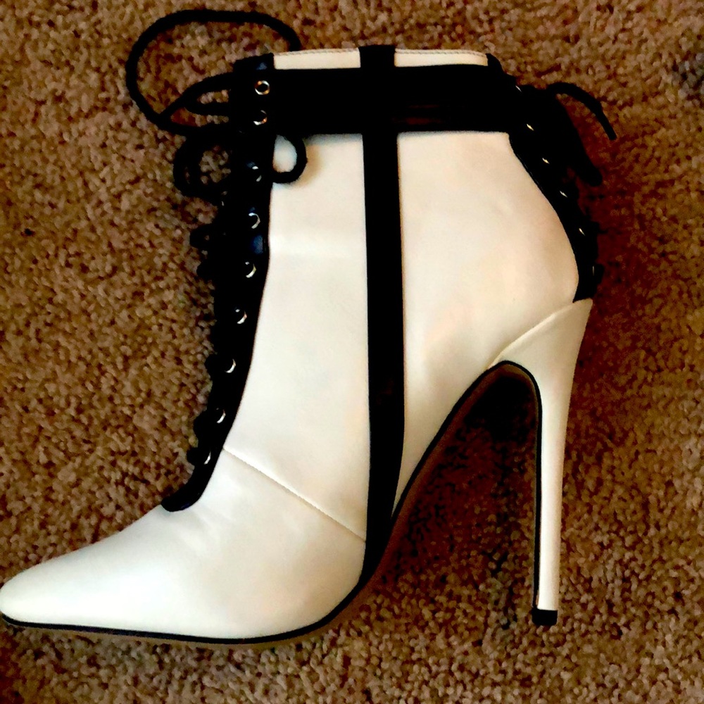 Black and White ankle boots